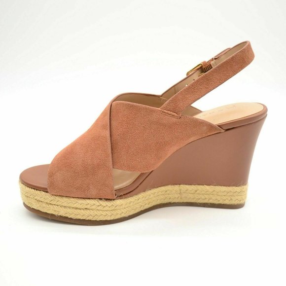 H by Halston Tan Suede Wedge Sandals - Picture 2 of 7